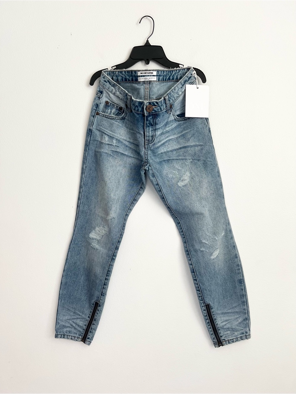 One Teaspoon Freebirds Low Rise Jeans Fitted Leg Zipper Ankle 26 Edgy Grunge